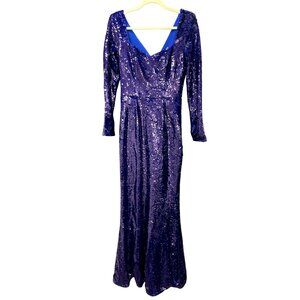 Dress The Population Sequin Purple Gown Maxi Dress Small New